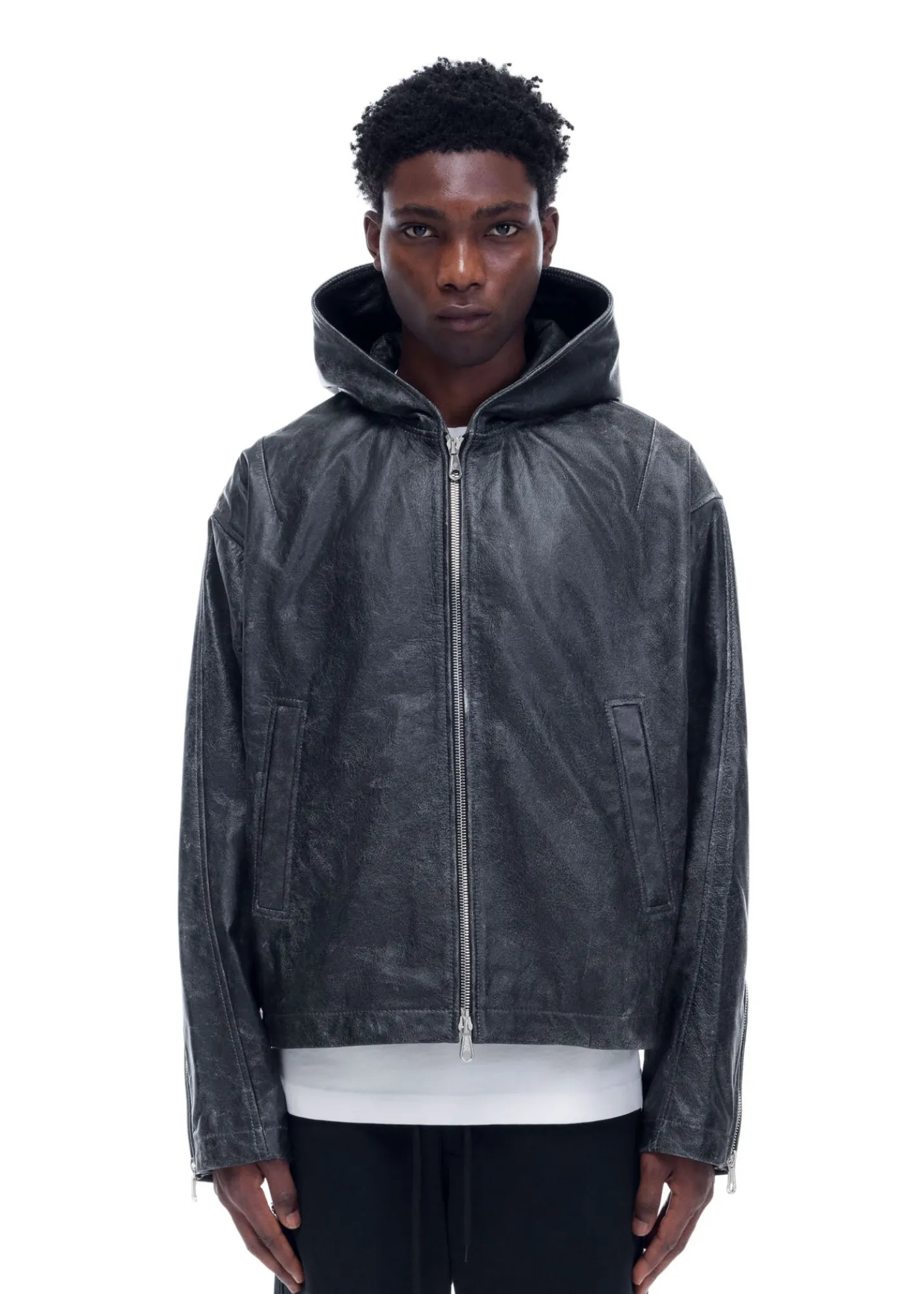 CB HOODED LEATHER JACKET