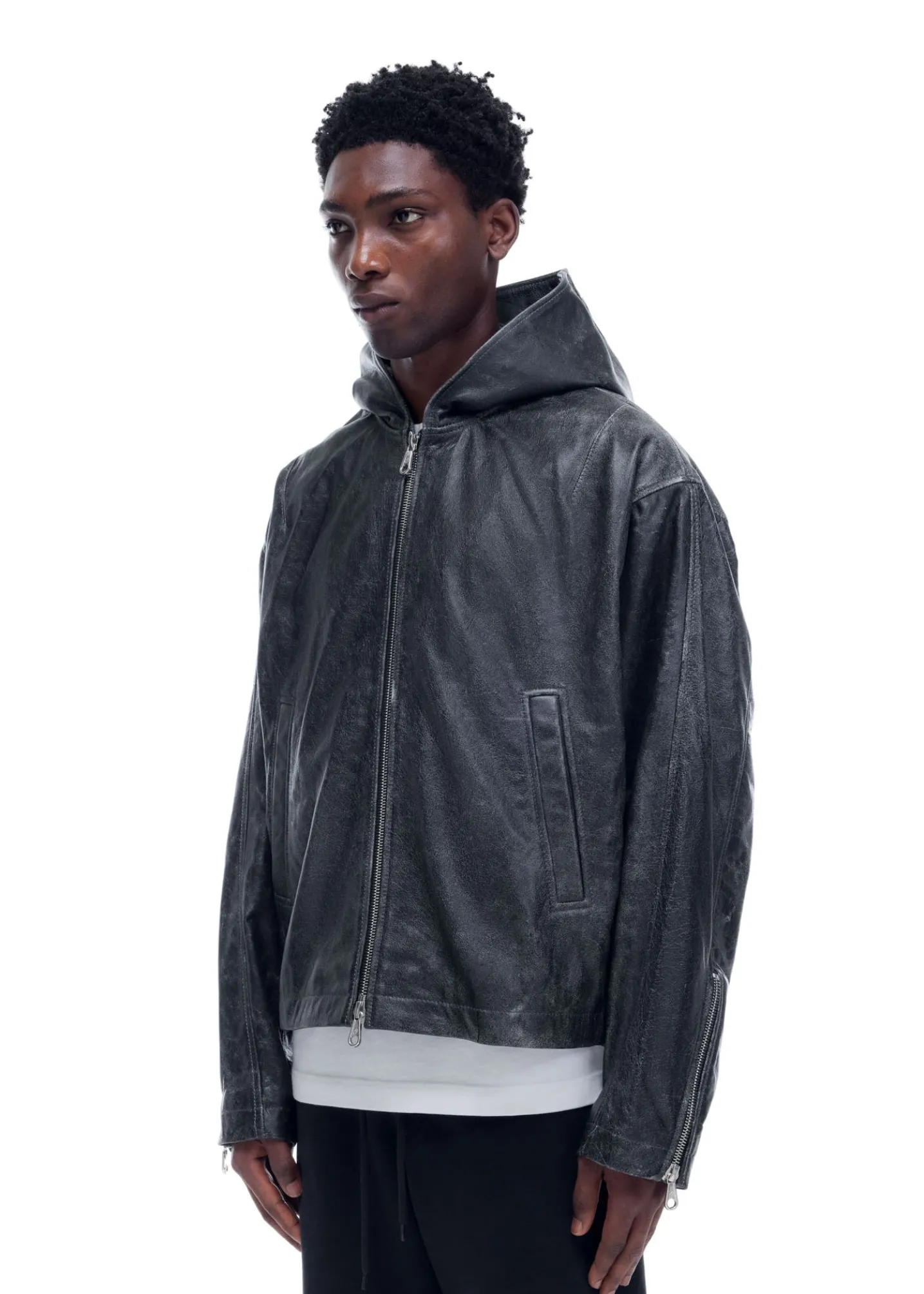 CB HOODED LEATHER JACKET