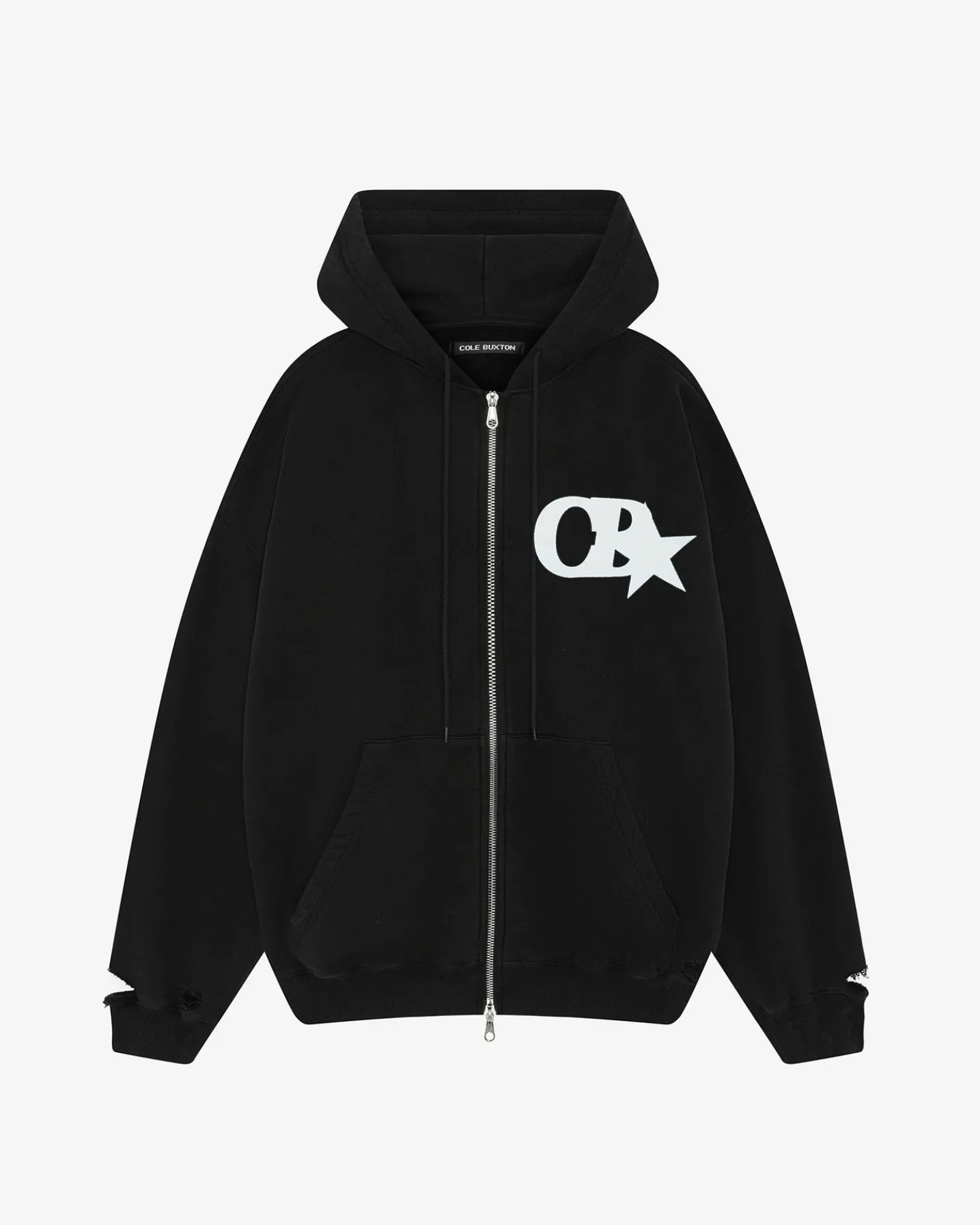 CB STAR DISTRESSED POCKET ZIPPED HOODIE