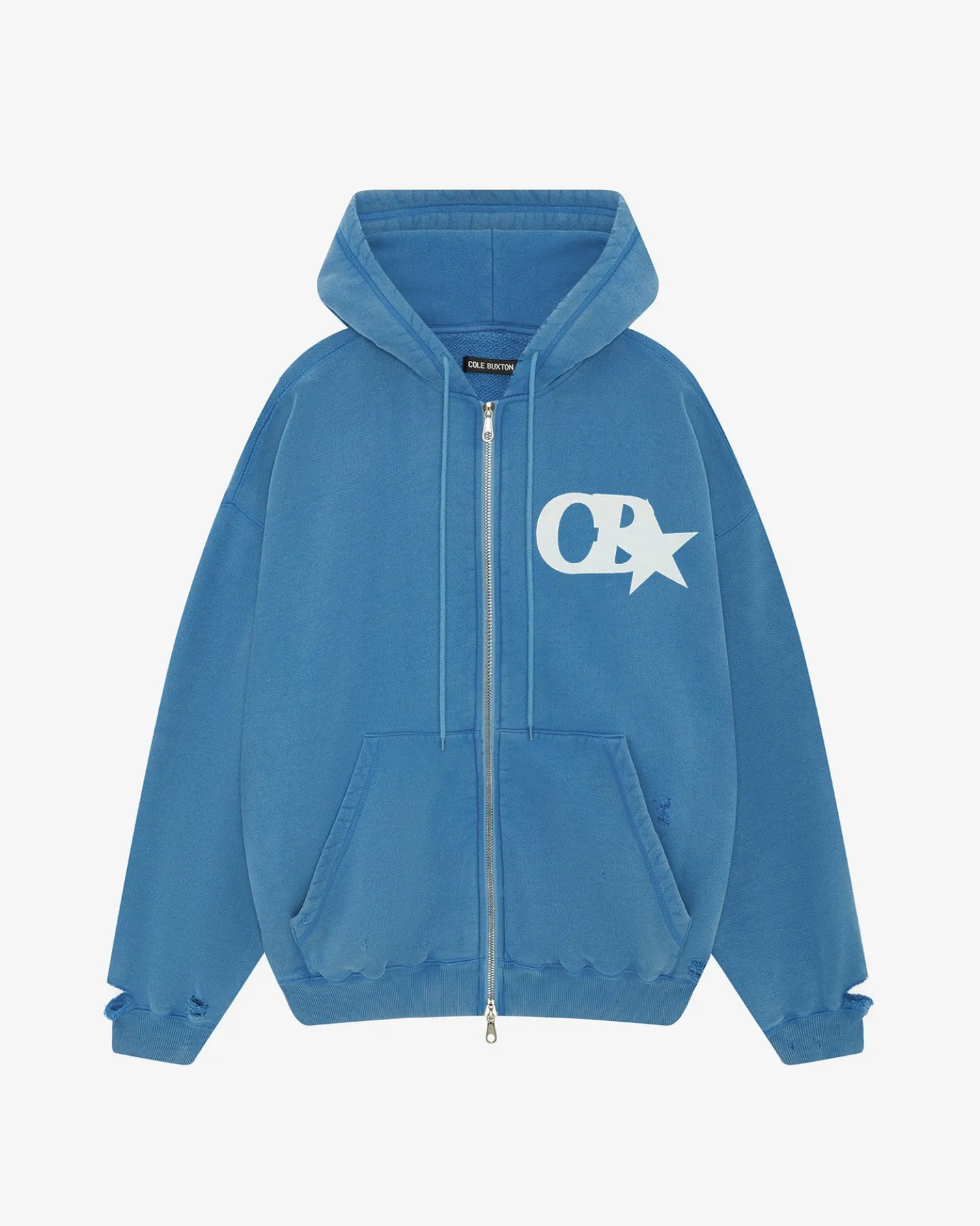 CB STAR DISTRESSED POCKET ZIPPED HOODIE