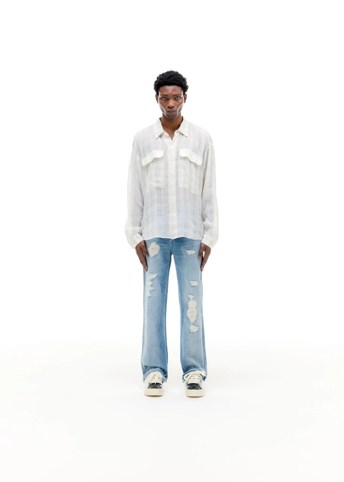 CHECKED SLUBBY SHIRT