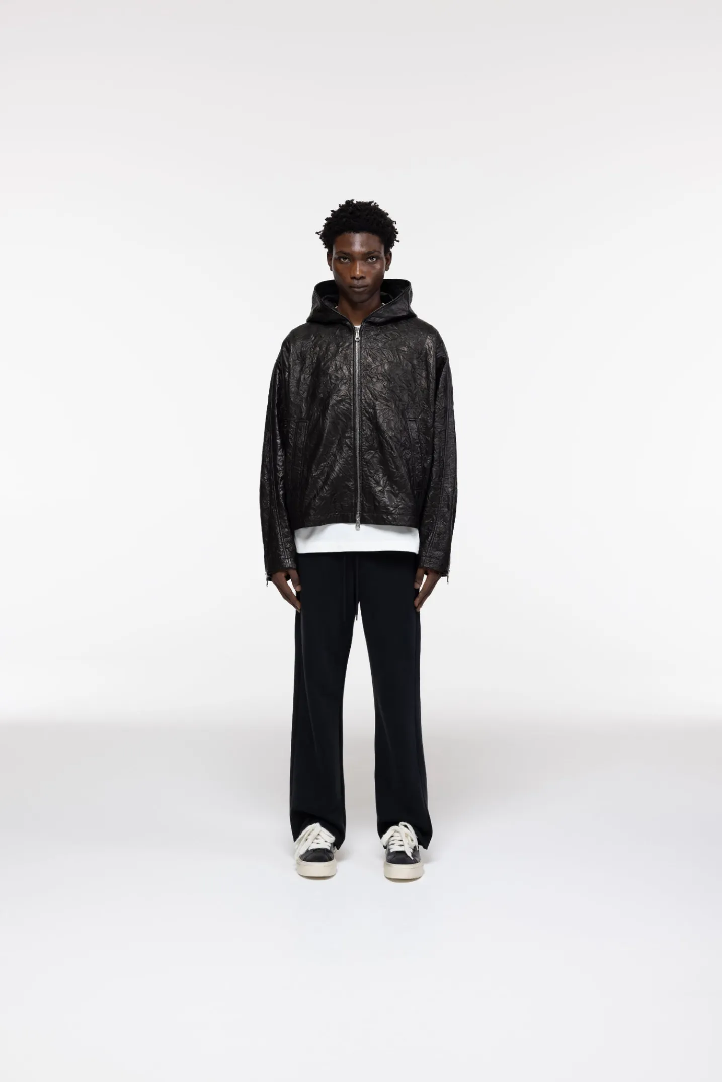 CRUNCH ZIPPED LEATHER JACKET