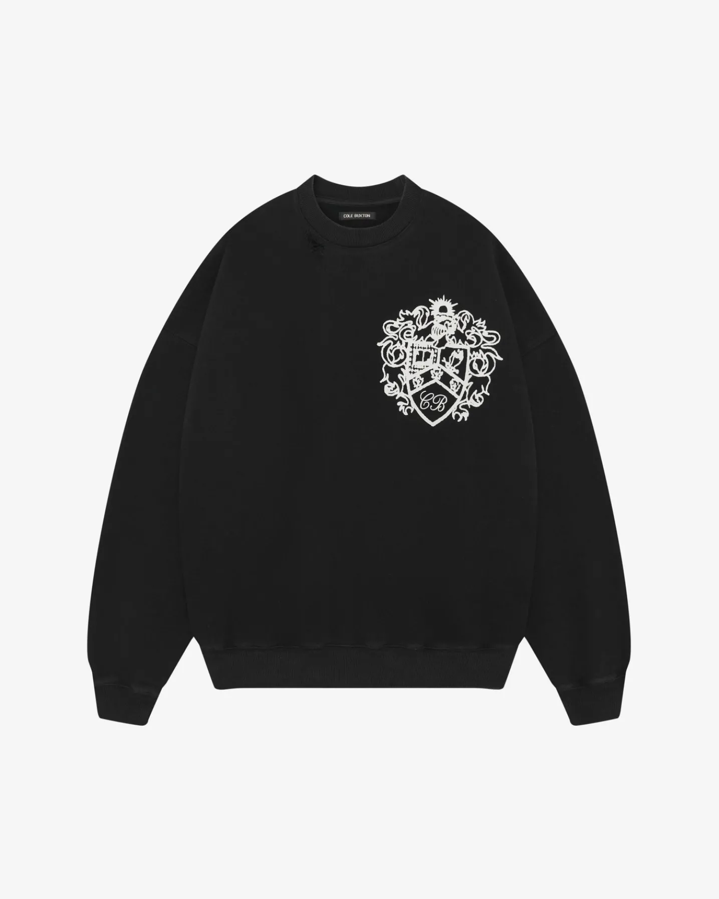 DISTRESSED COLLEGIATE CREST SWEATSHIRT