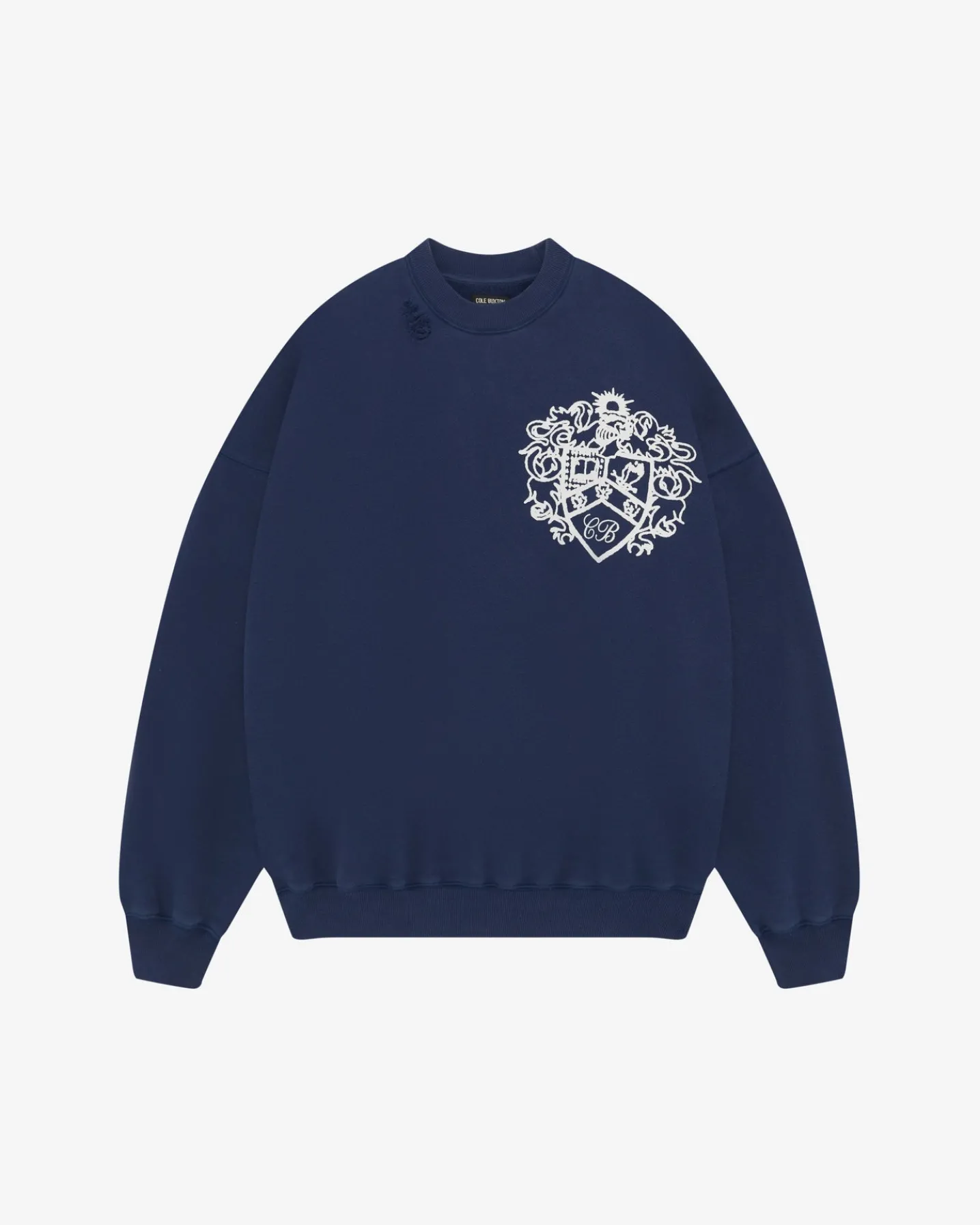 DISTRESSED COLLEGIATE CREST SWEATSHIRT