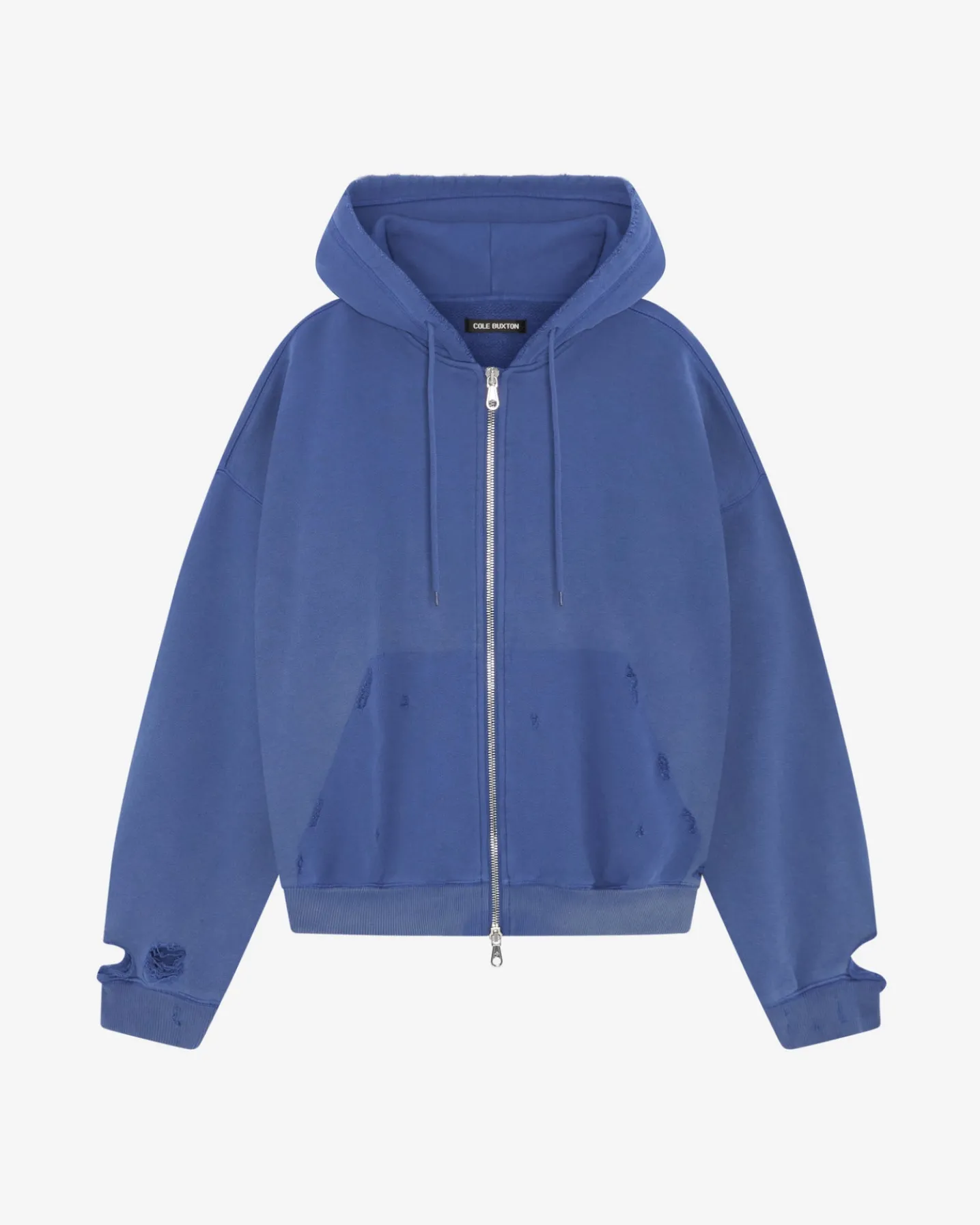DISTRESSED ZIPPED HOODIE