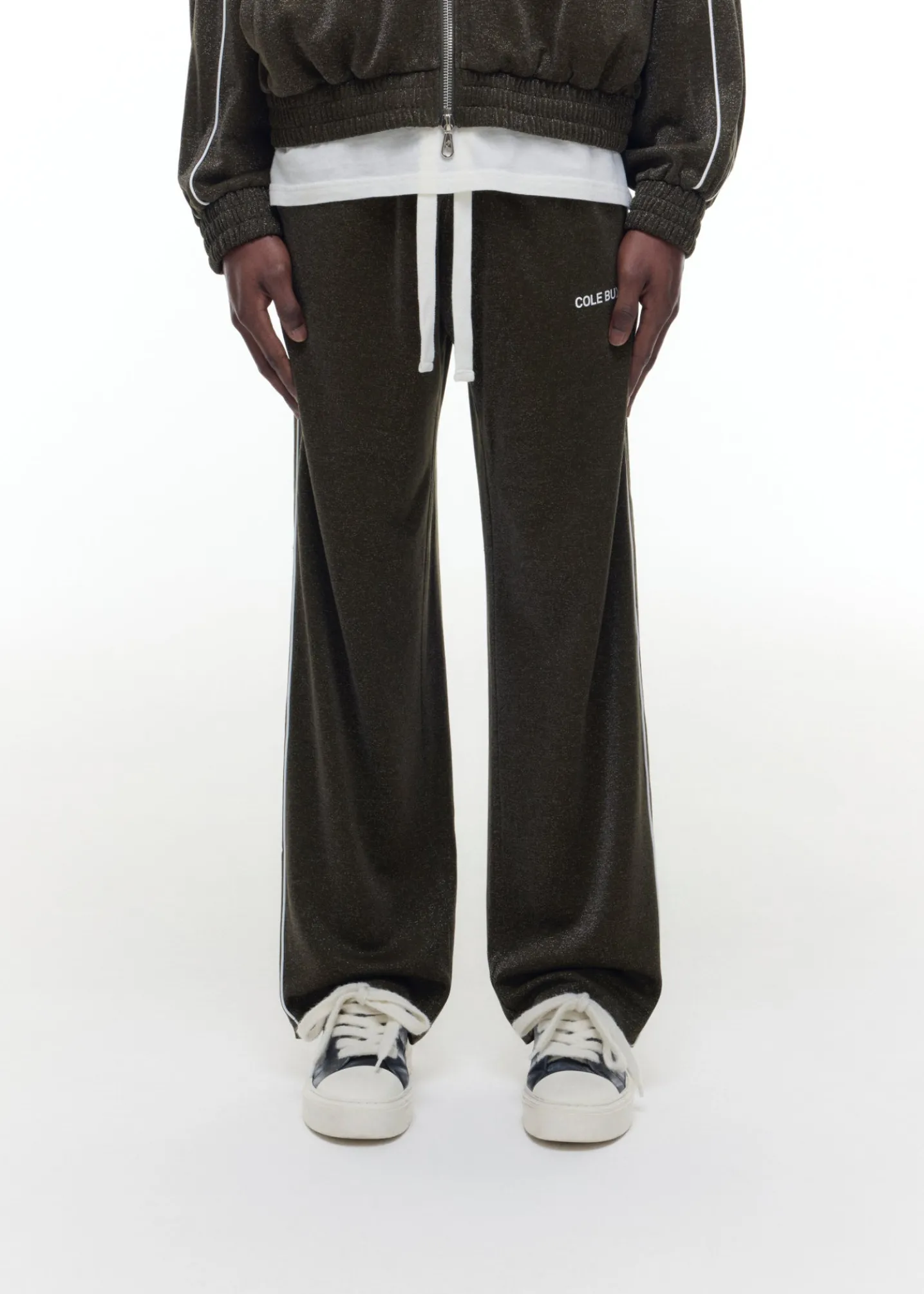 GLITTER PIPED TRACK PANTS