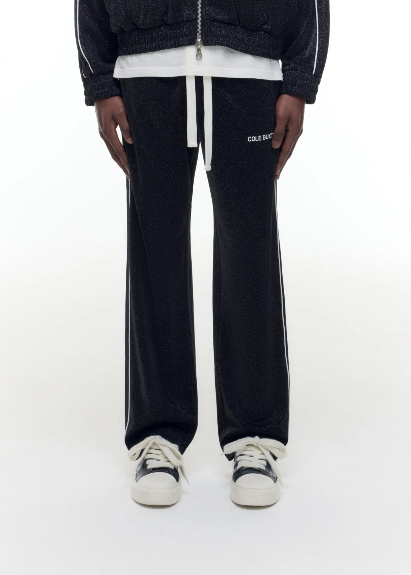 GLITTER PIPED TRACK PANTS
