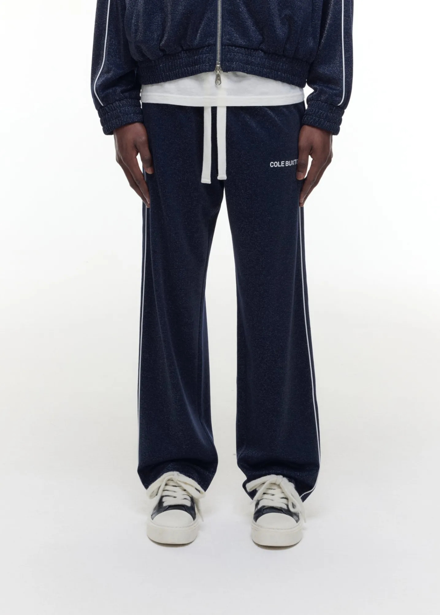 GLITTER PIPED TRACK PANTS