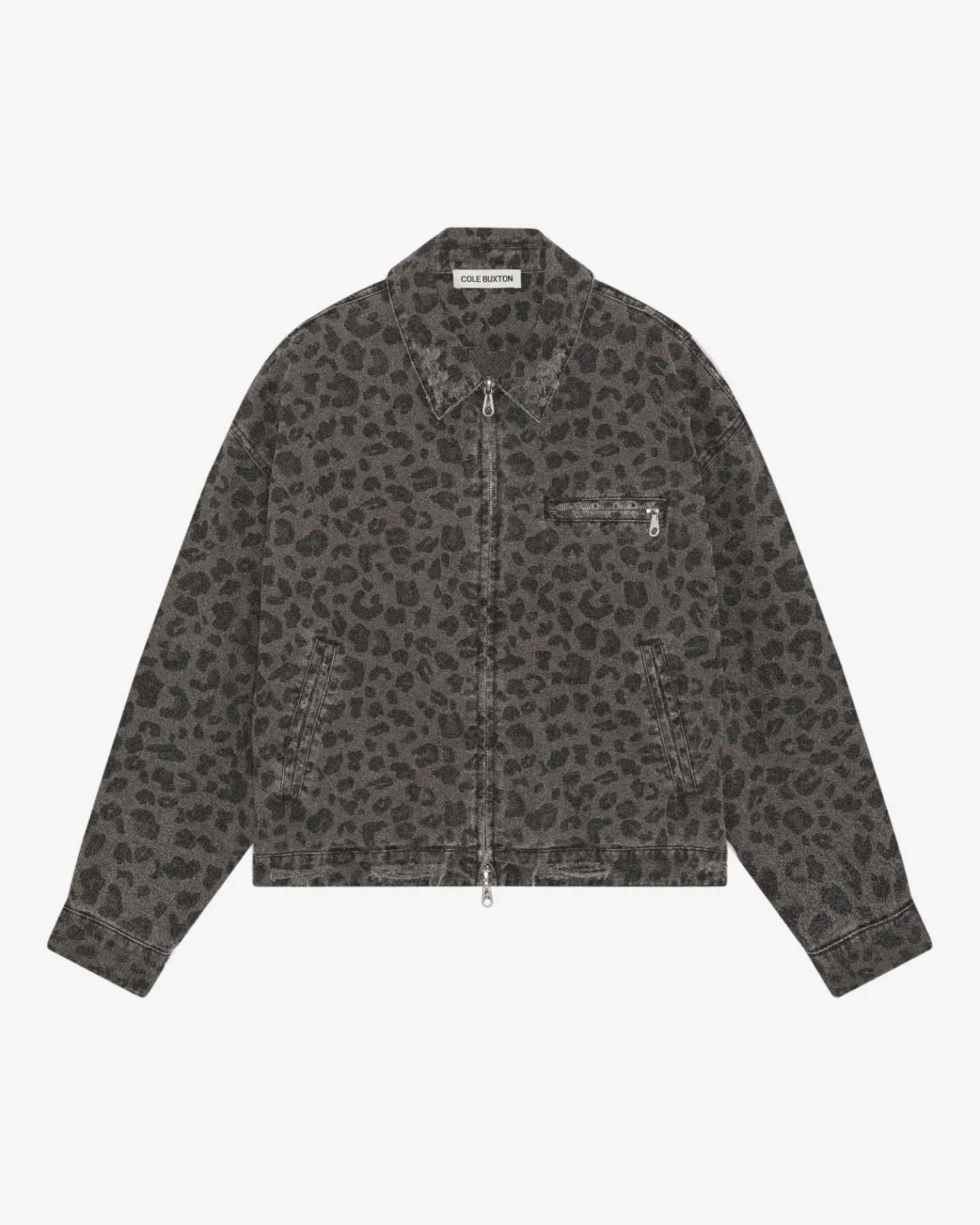 LEOPARD DISTRESSED TRUCKER JACKET